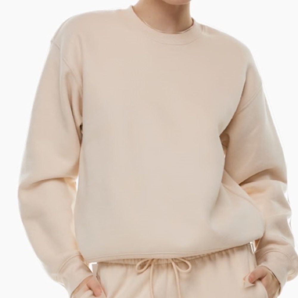 TNA Aritzia Cozy Boyfriend Pale Yellow Fleece Sweatshirt Size L